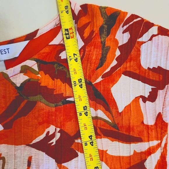 NINEโWEST Women's Orange Red Patterned Dress Spring Summer Maxi Umpire Waist L - Picture 7 of 10